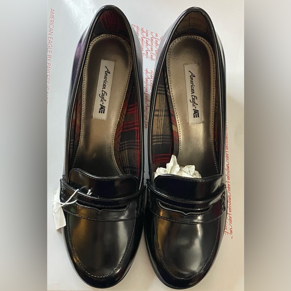 American Eagle Jasper Block Heel Penny Loafer. Black Size 7.
